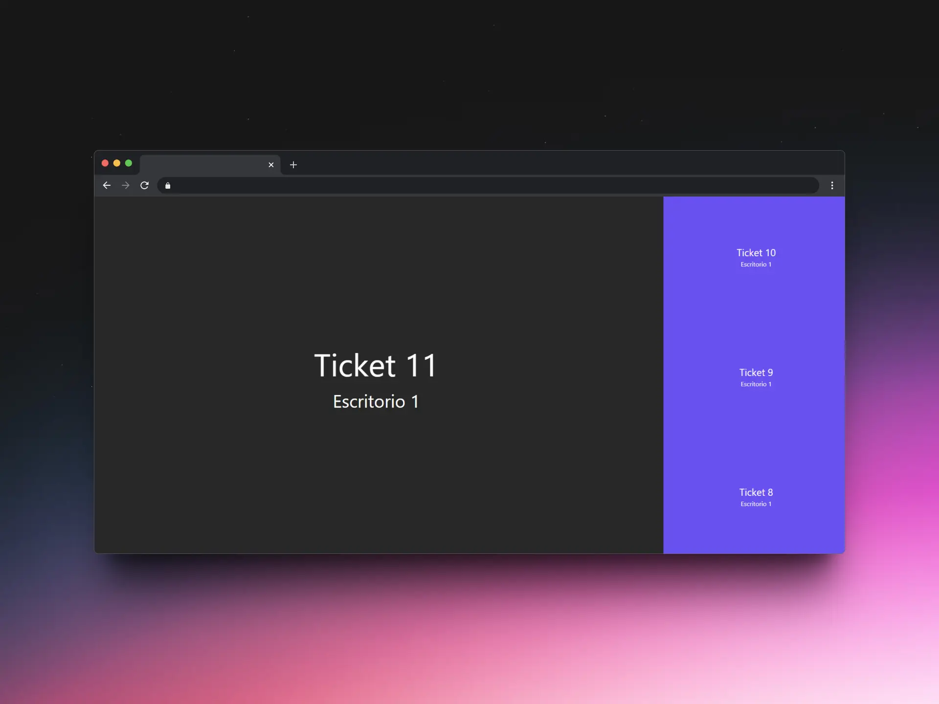 Captura de pantalla del proyecto App de colas - Websockets